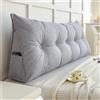 LJQAIZYL Cuscino Testata Letto Singolo/Matrimoniale 140/160 Cuscino Schienale Letto Cuscino Cuneo da Lettura Per Divano Imbottito Sfoderabile Triangolare Cuscini Grandi per Testiera Letto (140X20X50cm,Gray B)
