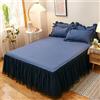 Odot Mantovane Giroletto Tinta Unita, Mantovana Letto Gonna da Letto Lenzuolo Coprimaterasso, Ruches Antipolvere, per Singolo Matrimoniale e Una Piazza e Mezza (150x200cm,Blu Navy)
