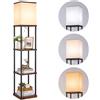 IPARTS EXPERT Lampada da Terra Per Soggiorno con Ripiani, 3 Temperature di Colore Inclusa Lampadina LED E27, Lampada da Pavimento per Soggiorno, Camera da Letto, Ufficio (Marrone vintage)