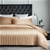 YASMENG Copripiumino in raso 220 x 240 beige oro a righe lucido Deluxe raso set da letto morbido seta seta biancheria da letto matrimoniale adulto con cerniera con federe 65 x 65 cm