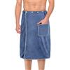 Aomig Kilt da Sauna per Uomo, Asciugamano Sauna Uomo con Chiusura a Bottone e Elastico, Asciugamano Palestra per Sauna, Asciugamano con Chiusura a Strappo per Sport Nuoto Bagno Viaggi(Blu)