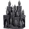 Nemesis Now Esposizione Cavalieri della Torre con 48 Figurine Set 25 cm, Castello Medievale, Resina Argentata, Dipinto a Mano