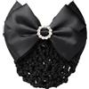 Upstore Fermaglio per capelli a clip con fiocco in raso con strass, colore nero, decorazione per capelli, per donne e ragazze, accessori per capelli