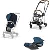 Cybex - Duo Mios Con Seggiolino Auto Cloud Z ISize Midnight Blue Con Telaio Chrome Brown + S.A. Mountain Blue