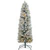 HOMCOM Albero di Natale Innevato con 263 Rami e Luci LED Bianche in Plastica e Metallo, Ø45x150 cm, Verde | Aosom Italy