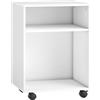 HOMCOM Mobile Porta Stampante con Ruote e 2 Ripiani Aperti in Legno, 40x35x55.5 cm, Bianco | Aosom Italy