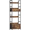 HOMCOM Libreria a 6 livelli con 4 ripiani, 3 cassetti in tessuto, 60x30x176cm, Marrone rustico | Aosom Italy