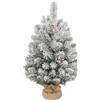 HOMCOM Albero di Natale Piccolo Alto 60 cm con 72 Rami Innevati, Pigne e Bacche Rosse, Verde | Aosom Italy