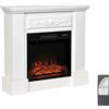 HOMCOM Camino Elettrico da Terra 1800W con Effetto Fiamma, Telecomando, Timer e Temperatura Regolabile, Bianco | Aosom Italy