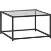 HOMCOM Tavolino Quadrato in Vetro Temperato e Acciaio, 68x68x39 cm, Nero | Aosom Italy