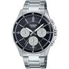 Casio Enticer Uomo MTP-1374D-1A3VDF Quadrante Nero Analogico Uomo (A2345), argento, Sport