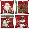 ZJILIXIA 4 Pezzi Federe Cuscini Natalizi 40x40cm,Cuscini Natalizi per Divano,Nuscino Natalizie Decorazioni,Federa per Cuscino in Lino,Copricuscino Natalizio Federe Di Natale per Cuscino Letto Divano (Rosso)