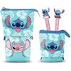Disney Lilo e Stitch Aloha-Astuccio Cute + 2 Penne Gel Cancellabili, Blu, 11,5 x 17 cm