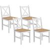 HOMCOM Set 4 Sedie per Cucina e Soggiorno con Schienale a Croce, Sedie Classiche in Legno di Pino, 41x46.5x86 cm, Bianco e color Rovere