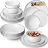 MALACASA Servizio Piatti in Porcellana Bianca per 6 Persone, 24 Pezzi Set Piatti Moderni con 6 Piatti Piani, 6 Piatti da Dessert, 6 Ciotole per Cereali, 6 Ciotola per Zuppa - Serie LEXI