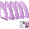 YUNXCNA Portariviste da Scrivania, Portariviste con 4 Scomparti, Raccoglitore A4 in Plastica, Vassoio di Selezione per Raccoglitore Stand up Viola, Cartelle Libri Documenti