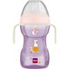 MAM Fun to Drink Cup Night Tazza bambini 270 ml, Biberon acqua 6+ mesi con manici che si illuminano al buio, Borraccia neonato con beccuccio extra-morbido anti-goccia e valvola flusso libero, Rosa