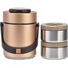 Jenngaoo Contenitore Termico per Alimenti, 1500ml Thermos Alimenti Caldi con 2 Porta Pranzo 304 Acciaio Inossidabile Porta Vivande Termica per Alimenti Freddi o Caldi