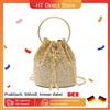 Miss Lulu Borsa da sera Miss Lulu Pochette con glitter dorati con strass e catena ad anello in metallo per braccio e tracolla - Argento