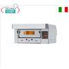Forno pizza gas per 4 pizze da mm 300, CAMERA da mm 610x640x150h con PIANO in REFRATTARIO e MODULO CAPPA, potenza termica 12000 Kcal h, Peso 120 Kg, dimensioni esterne mm 960x1050x600h
