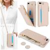 SailorTech Custodia per iPhone 7 Plus in Pelle Portafoglio con porta carte di credito, Cover per iPhone 8 Plus Cellulare Regolabile Collana con slot per carte di credito - Albicocca