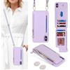 SailorTech Custodia per iPhone XS Max in Pelle Portafoglio con porta carte di credito, Cover per iPhone XS Max Cellulare Regolabile Collana con slot per carte di credito - Viola