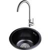 BAOFUYA Lavello da Rotondo Singolo in Acciaio Inox, Diametro Esterno 42 cm. Lavello da Rotondo. Lavello da Sottotop (Nano Nero)