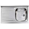 XER Lavello Cucina 1 Vasca Incasso con Gocciolatoio Sx Larghezza 80 cm Materiale Acciaio Inox - XER