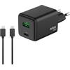 Nilox, Caricatore Universale con 1 porta di tipo C e 1 di tipo A da 45W, Con Cavo di 2m USB-C, Protezione da Cortocircuiti, Sovrattensioni e Sovraccarichi, Nero
