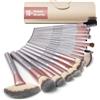 PORTENTUM Set Pennelli Make Up 18 Pezzi Con Custodia da Viaggio Manico in Legno Professionale Kabuki in Fibra Sintetica Premium per Fondotinta