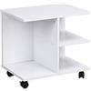 BAKAJI Tavolino da Caffe Salotto Multifunzione Tavolo Divano Porta TV Riviste Comodino con Ruote in Legno Melaminico (Bianco)