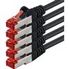 1aTTack.de 5x 0,25 m - Cavo patch di rete Cat 6 Cat6 RJ45 SFTP - nero