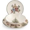 H&H Servizio Tavola 18 Pezzi Christmas Carol - Piatti in Stoneware Natalizi, Forma Coupe Elegante, Include Piatti Piani, Fondi e da Frutta - Stoviglie Natalizie per Casa, Feste, Regalo