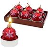 Dekohelden24 Set di 6 palline di Natale - palline per albero di Natale in rosso, dimensioni di ogni candelina (lunghezza x larghezza x altezza): 4 x 4 x 5 cm.