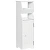 kleankin Mobiletto da Bagno Salvaspazio in MDF Bianco con Spazio per Carta Igienica e Armadietto, 19x15x56 cm|Aosom