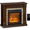 HOMCOM Camino Elettrico da Incasso a Terra con Timer, Fiamma e Temperatura Regolabile, 80x21.6x67.8 cm, Marrone | Aosom Italy
