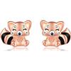 ONEFINITY Orecchini a forma di panda rosso in argento sterling 925 con spina rossa per gioielli per ragazze figlia