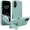 kwmobile 1x Custodia Compatibile con Apple iPhone 16 - Cover Supporto Dita - Back Case per Smartphone - Protezione Gommata Menta