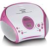 Lenco SCD-24 Kids - Lettore CD per bambini - Radio CD - con adesivi - Boombox - Sintonizzatore radio FM - Memoria titolo - 2 x 1,5 W RMS - Alimentazione a batteria e alimentazione - Rosa