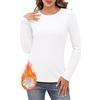 Aottori Maglia Termiche Donna Maniche Lunghe Maglietta Girocollo Elegante Abbigliamento Intimo Termico Traspirante Elasticizzato Basic Top Bianco M