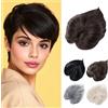 PARXITN Topper per capelli con frangia 3 clip multi dimensionale 7 pollici parrucche sintetiche corte per capelli sottili marrone opaco