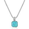 COAI Collana da Uomo in Acciaio Inox con Ciondolo in Turchese Sintetico, Collana Turchese Uomo 60cm