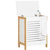 SoBuy Cesto portabiancheria sporca Mobile bagno Mobiletto salvaspazio L50*P30*A60 cm bianco e legno FSS66-WN