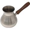Madacha Cezve/Turka - Barattolo da caffè, 750 ml, in ottone nichelato, manico in legno rimovibile