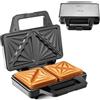 LEHMANN Sandwich Maker XXL - Piastre Extra Grandi - Tostiera Elettrica XXL per 2 Sandwich a Forma di Conchiglia - Antiaderente - Indicatore di Prontezza - Facile da Pulire - 1000W