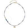 Jewels BY Leonardo Collana Ciao Rose con Collana in Acciaio Inox Dorato, Piccole Perle di Pietra Blu e Sottile Catena Paperclip, Lunghezza 42-47 cm, Gioiello Regalo per Donne, 025725