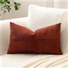 Sungeek 1 Pezzi Federe Cuscini 30x50 in Morbido Velluto a Coste, Fodere per Cuscini Decorativi con Motivo a Strisce e Patchwork Croce Copricuscini Cuscino per Divano Letto Soggiorno, Ruggine Scuro