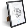 M MERCEO Cornice portafoto 20 x 25 cm, in legno MDF, singola o set, con vetro acrilico, per foto e poster, montaggio a parete o da tavolo, formato verticale e orizzontale, 1 pezzo, colore: nero