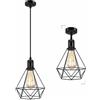 Biqing Lampade a Sospensione Vintage Industriale Plafoniera Lampada da Soffitto Retro/Paralume/Lampadario Pendente Vintage Industrial,Metallo Gabbia E26/E27 Luci Portalampada. (Nero)