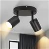 Homefire Plafoniera 2 Fiamme Soggiorno : Plafoniera moderna GU10 Spot | Rotondo Nero Pivotante Corridoio Cucina Faretto Interno Cucina Camera Da Letto Senza Lampadina